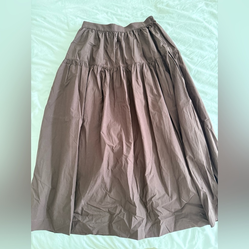 Harly Jae Espresso Prairie Cotton Women’s Brown Tiered Midi Maxi Skirt - Picture 2 of 6